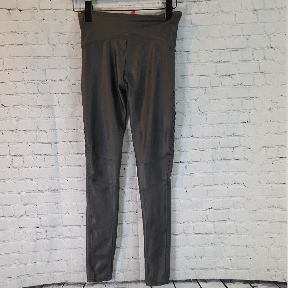 Spanx Faux Leather Moto Leggings in a gray or "gunmetal" - Picture 5 of 5
